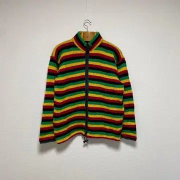 90s 라스타 컬러 에콰도르 니트 드라이버 니트 레게 보더