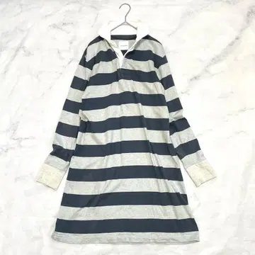 투주 TOUJOURS 라거 셔츠 원피스 보더 일본제 F