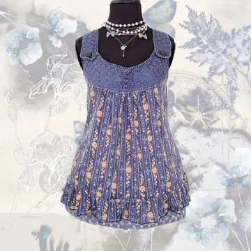 y2k axes femme 튜닉 꽃무늬 레이스 모리걸