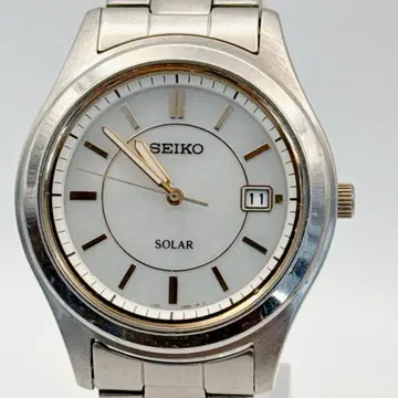 세이코 솔라 V145-0BV0 화이트 데이트 남성용