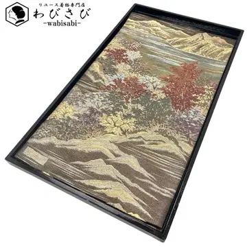 후쿠로 오비 인하쿠 일본 백경 마슈코 풍경 무늬 금은사 포멀 O-4269