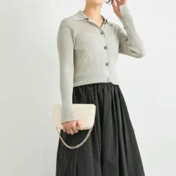 리브 드와 Rive Droite 라메 리브 폴로 가디건 라이트 그레이