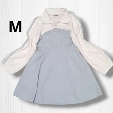 새상품급 지뢰계 프릴 절개 원피스 바이컬러 스카이블루 화이트 M 양산형