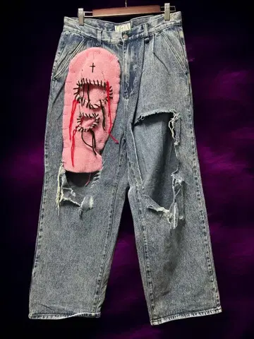 리메이크 데님 눈가리개 갱스터 y2k 그런지