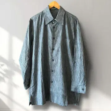 타카시마 치지미 긴팔 셔츠 3L 일본제 면 100% 빅 사이즈 냉감 소재