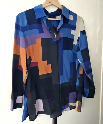 택 포함 아크리스 akris 긴팔 픽셀 타이 넥 실크 셔츠