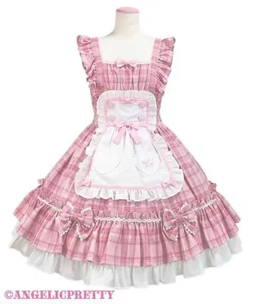 angelic pretty Sugary 타탄 체크 오버롤 스커트