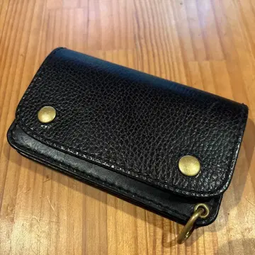 트래커 지갑 블랙 가죽 컴팩트 지갑