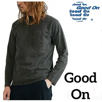 Good On 구드온 일본제 피그먼트 다이 포켓 롱 티셔츠