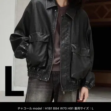 wym 인공 가죽 쇼트 블루종 L 사이즈