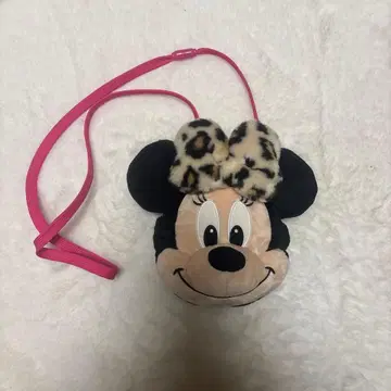 미니 마우스 봉제 인형 백 레오파드 무늬 리본