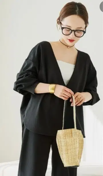 고베 레터스 다나카 아키코 콜라보 깊은 V넥 저지 풀오버 M 롱