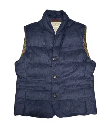 브루넬로 쿠치넬리 구스 다운 베스트 울 네이비