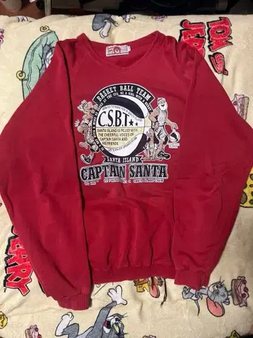 빈티지 맨투맨 래글런 프린트 크루넥