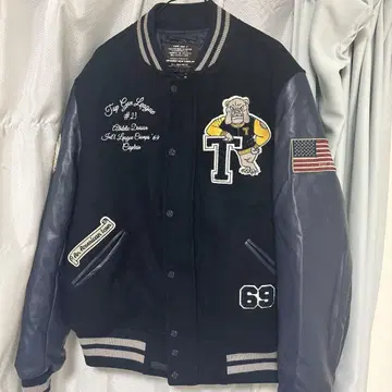 TOP GUN 불독 자수 바시티 자켓