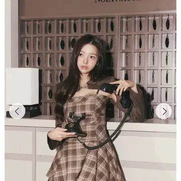 랜디 체크 무늬 버클 자켓 앙상블