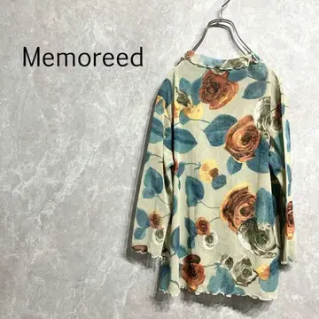 a0084 [메모리드] 꽃무늬 상의 L 멀티컬러 7부 소매 티셔츠 여성용