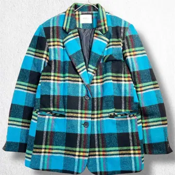 아마일 AMAIL 체크 테일러드 자켓 블루 계열 체크 무늬 가을/겨울