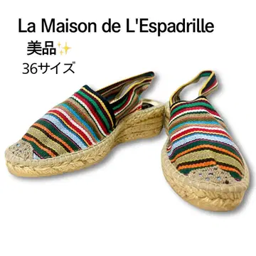 새상품급 라 메종 데 에스파드리유 스트라이프 샌들 36