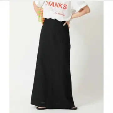 U by SPICK&SPAN 레이온 린넨 맥시 스커트 블랙 SS