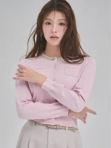 셀포드 [UV컷] 실크 블렌드 비쥬 넥 가디건