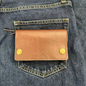 전체 손바느질 3층 트래커 지갑 YKK 지퍼