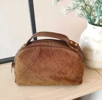 볼보네제 핸드백 메추라기 패턴 스웨이드 브라운 이탈리아