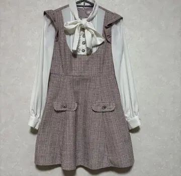 Ank Rouge 트위드 원피스 리본 블라우스풍 양산형 지뢰계