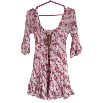 LIZLISA 리즈리사 꽃무늬 오프숄더 원피스 상의 핑크