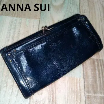 ANNA SUI 장지갑 가마구치 네이비 에나멜 안나수이 지갑 페이즐리