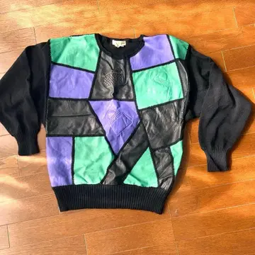 디디에 롱사르 프랑스 빈티지 울 가죽 스웨터