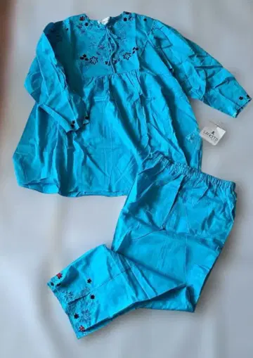 [택 포함 미사용] 면 100% 와코루 x 이탈리아 란체티 룸웨어 자수