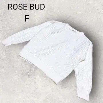 로즈버드 긴팔 리브 스웨터 F 아이보리 울 혼방 크루넥