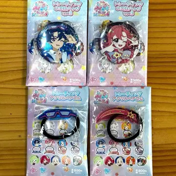 비밀의 아이프리 홀로그램 캔뱃지 아크릴 머리끈 스바루 오토메 4개 세트