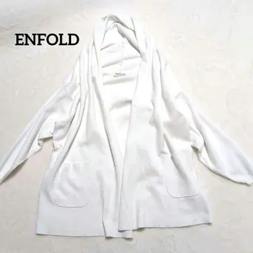 [ 엔폴드 ] 더블 페이스 스톨 가디건 38 화이트 포켓 숄