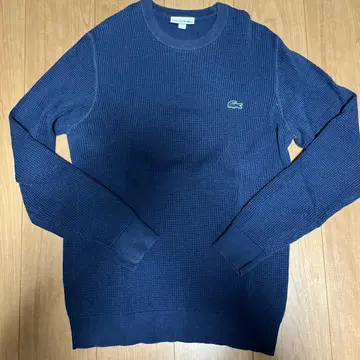 LACOSTE 네이비 와플 니트 US S