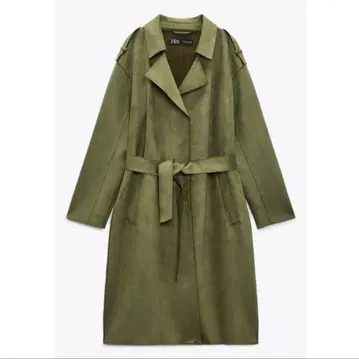 ZARA 페이크 스웨이드 느낌 카키 롱 코트