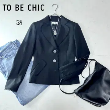 TO BE CHIC 테일러드 자켓 프린지 디자인 블랙 38 깔끔한