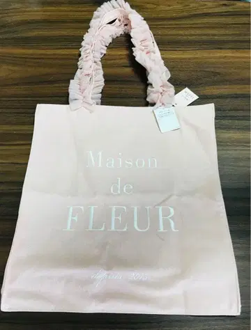 Maison de FLEUR 토트백 프릴 핸들 로고 자수 핑크