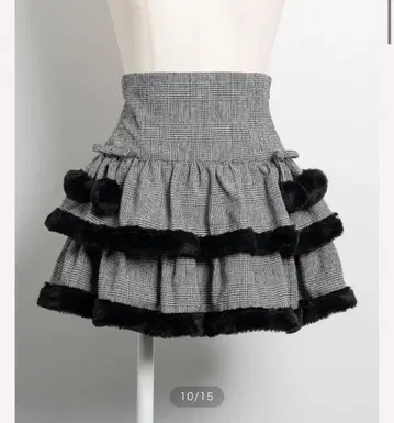 pium 피움 퍼 포함 티어드 미니 스커트