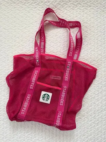 STARBUCKS 메쉬 토트백 핑크