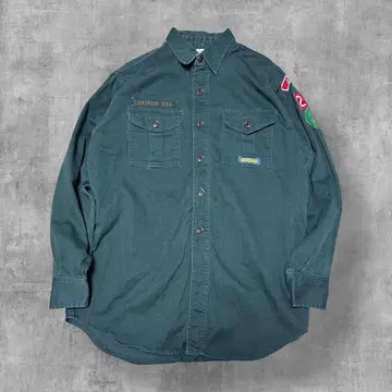 90s 긴팔 빈티지 보이 스카우트 와펜 커스텀 셔츠 밀리터리 구제 의류