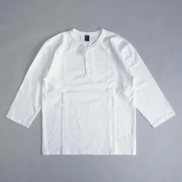 미사용품 good on 헨리넥 7부 기장 티셔츠 S 화이트