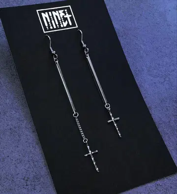1956 크로스 귀걸이 모드 십자가 실버 비대칭 고딕
