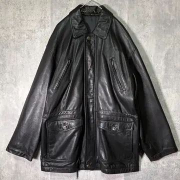 최고급 양가죽 레더 카 코트 블랙 어깨 패드 없음 천연 가죽