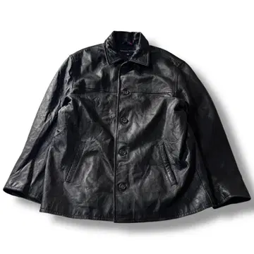 타미힐피거 천연 가죽 가죽 자켓 카 코트 구제 의류 블랙