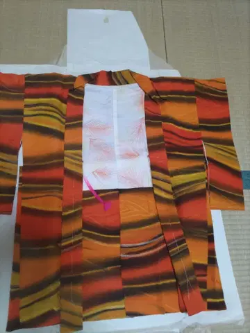 기모노용 겉옷 오렌지 옐로우 컬러 스트라이프