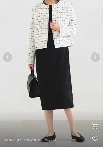 트위드 노카라 자켓 화이트 38 새상품 demiluxebeams