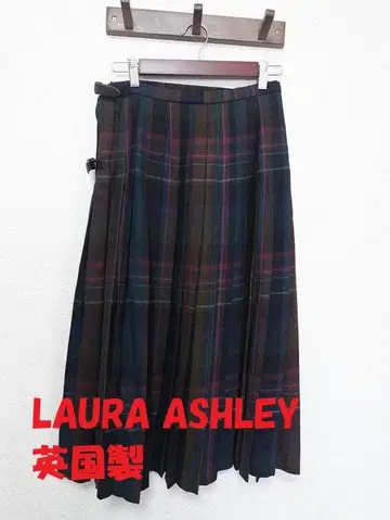 새상품급 LAURA ASHLEY 영국제 플리츠 랩 스커트 체크 9 M