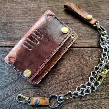 미들 사이즈 트래커 지갑 손염색 브라운 고양이 브라운냥코